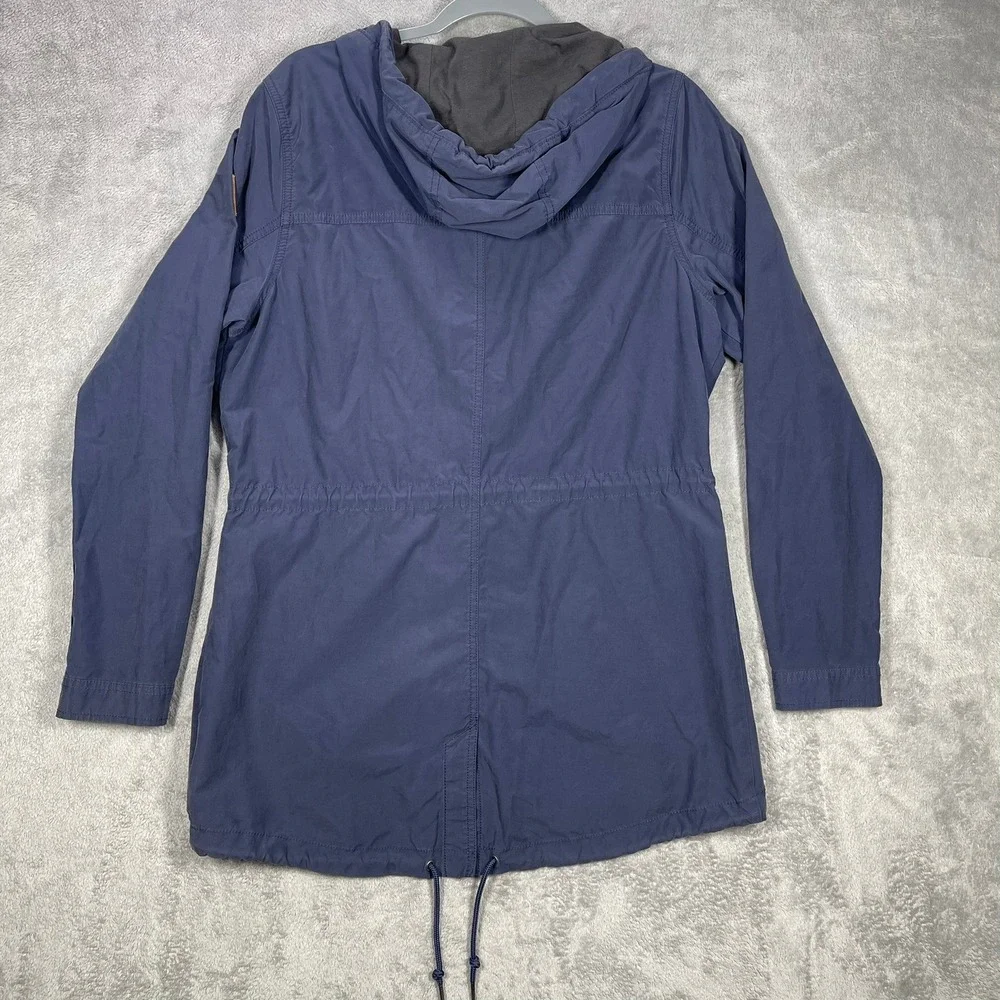 Columbia Utility Jacket Women Large Navy Blue Hooded Cinched Waist Gorpcore